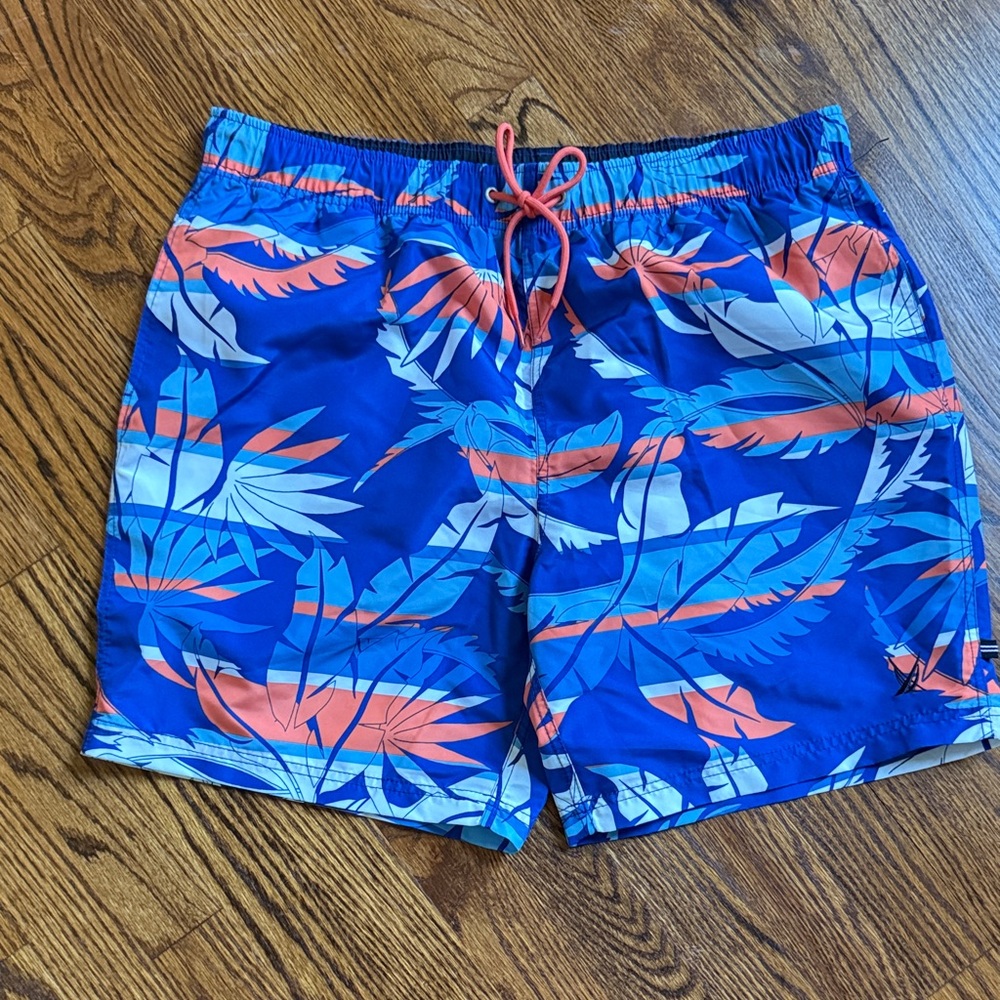 Nautica Blue and Orange Swim Trunks
